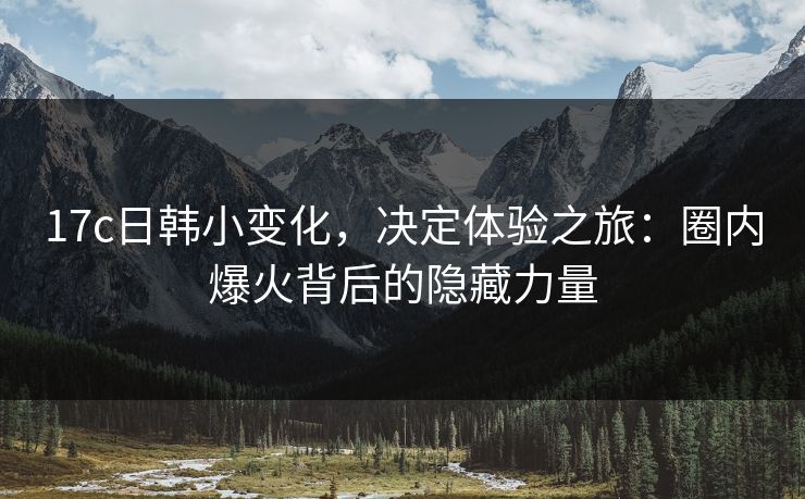 17c日韩小变化，决定体验之旅：圈内爆火背后的隐藏力量