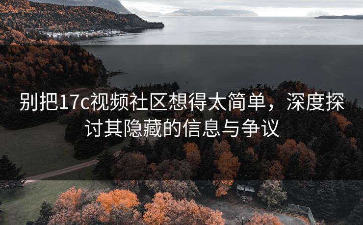别把17c视频社区想得太简单，深度探讨其隐藏的信息与争议