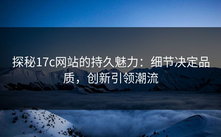 探秘17c网站的持久魅力：细节决定品质，创新引领潮流