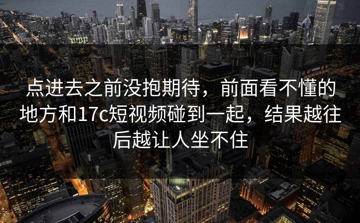 点进去之前没抱期待，前面看不懂的地方和17c短视频碰到一起，结果越往后越让人坐不住