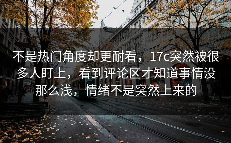 不是热门角度却更耐看，17c突然被很多人盯上，看到评论区才知道事情没那么浅，情绪不是突然上来的