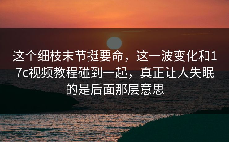 这个细枝末节挺要命，这一波变化和17c视频教程碰到一起，真正让人失眠的是后面那层意思