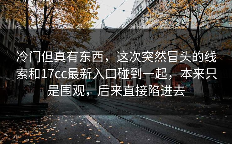 冷门但真有东西，这次突然冒头的线索和17cc最新入口碰到一起，本来只是围观，后来直接陷进去