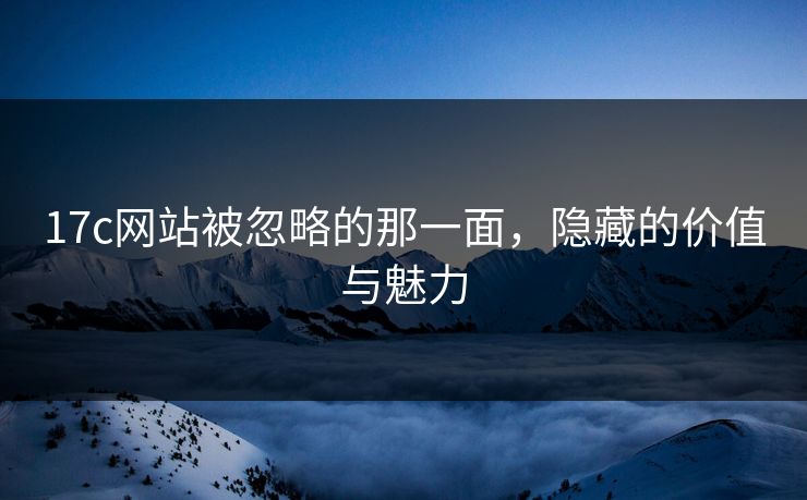 17c网站被忽略的那一面，隐藏的价值与魅力