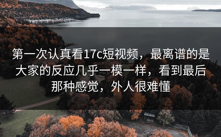 第一次认真看17c短视频，最离谱的是大家的反应几乎一模一样，看到最后那种感觉，外人很难懂
